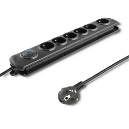 Limitatore di tensione Qoltec 50172 Nero 6 prese AC 230 V 5 m