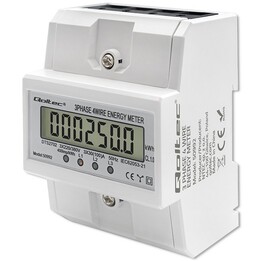 Qoltec Three Phase Electronic Meter | DIN rail energy consumption meter | 400V | 100A | LCD | 4P