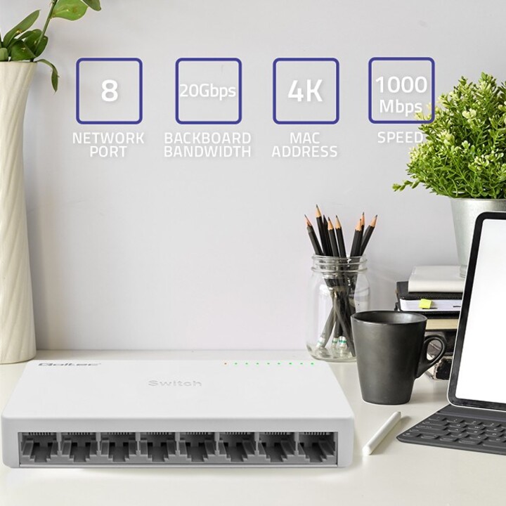 Switch não gerenciável Qoltec 52248 branco