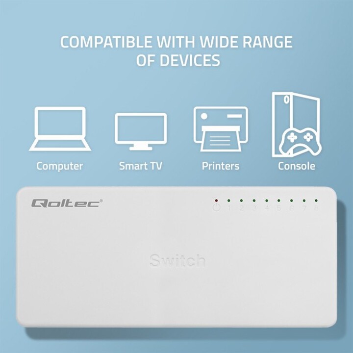 Qoltec 52248 Unmanaged Switch White