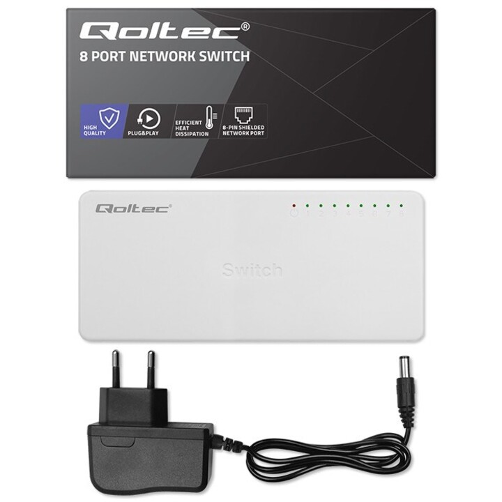 Qoltec 52248 Netzwerk-Switch Unmanaged Weiß