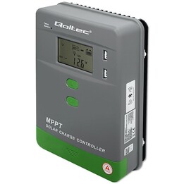 Controlador de carga solar QOLTEC MPPT com sensor de temperatura para sistemas de energia solar, cinzento