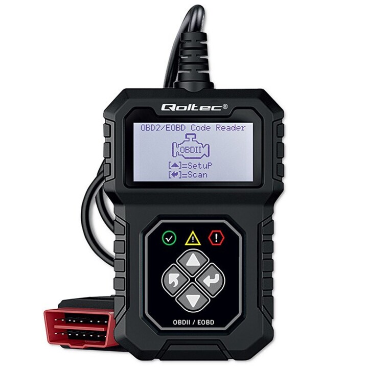 Qoltec Digitaler Diagnosetester ProLine Schnittstelle | OBDII EOBD | Polnische SPEISEKARTE | 8 V bis 25 V | Duales System