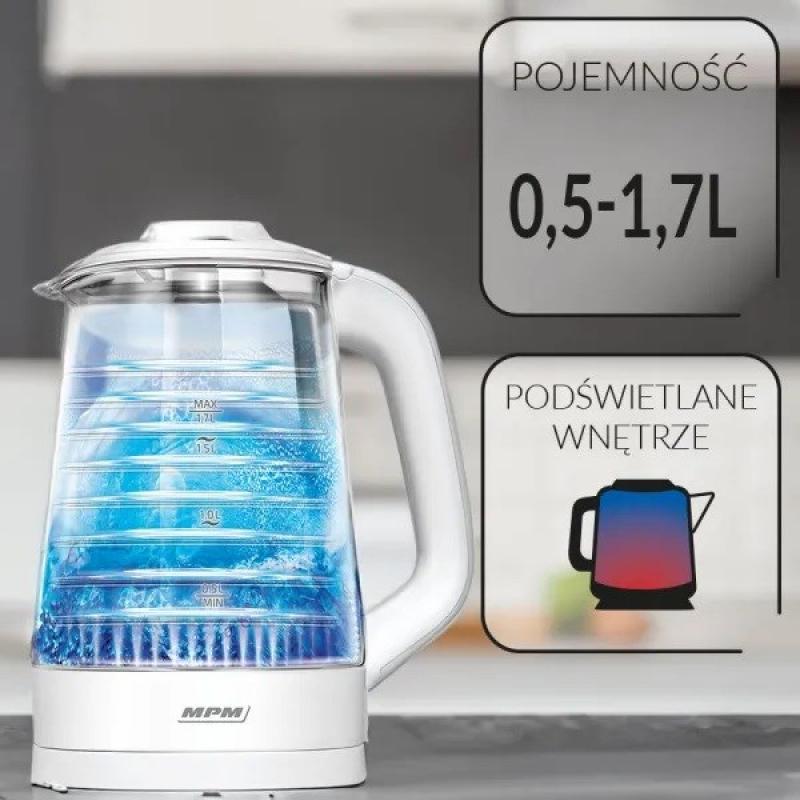 MPM MCZ-124 tetera eléctrica 1,7 L 2200 W Blanco