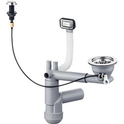 Deante ZXY 9911, sifón para el fregadero de granito de 1-bowl, ahorro de espacio, acero