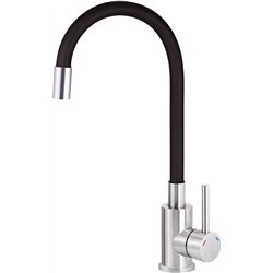 DeAnte BOC_B720, grifo de cocina, negro/acero cepillado