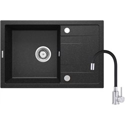 Deantel ZRCP2113, 1-Bowl-Granitspüle mit Wasserhahn, Graphit