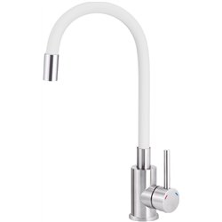 DeAnte BOC_W720, grifo de cocina, blanco/acero cepillado