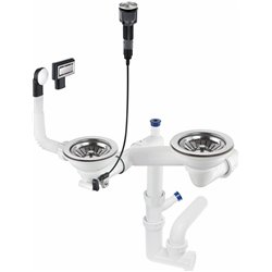 DeAnte ZXY_9983, sifón para el fregadero de granito de 1.5 y 2-bowl, salva de espacio, acero