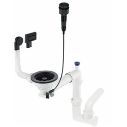 DeAnte ZXY_N982, siphon pour un lavabo de granit à 1 bowl, épargnant d'espace, noir