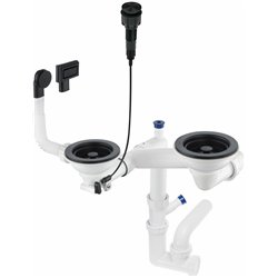 DeAnte ZXY_N983, siphon pour un évier de granit à 1,5 et 2-bowl, un économiseur d'espace, noir