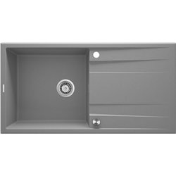Deante ZQE_S713, 1-bowl granite sink with drainage, metallic grey