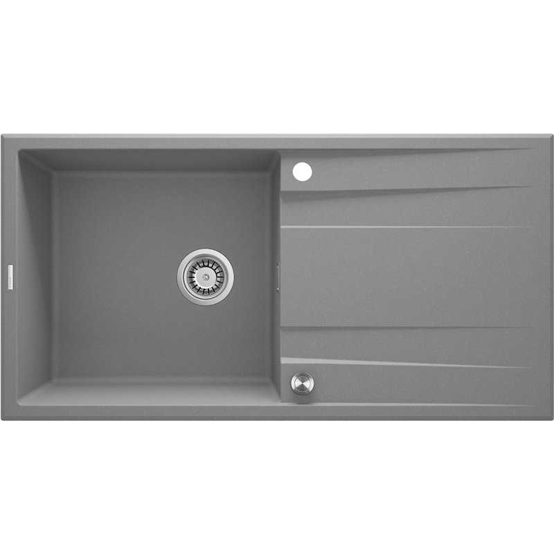 Deante ZQE_S713, 1-bowl granite sink with drainage, metallic grey