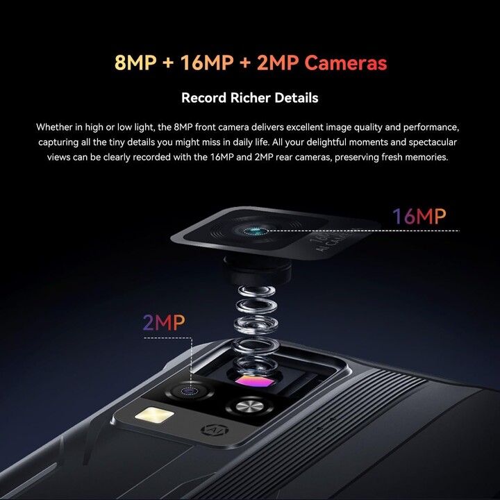Blackview BV4800 SE, 12 GB RAM+64 GB/2TB, Android 15, fotocamera AI 16MP, display da 6,56 90Hz, IP68/69K, 5100MAH, NFC, NERO