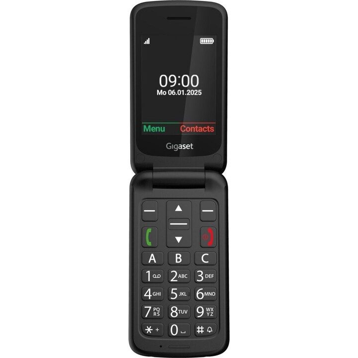 Téléphone senior Gigaset GL595, écran 7,11 cm (2,8"), poids 114 g, noir