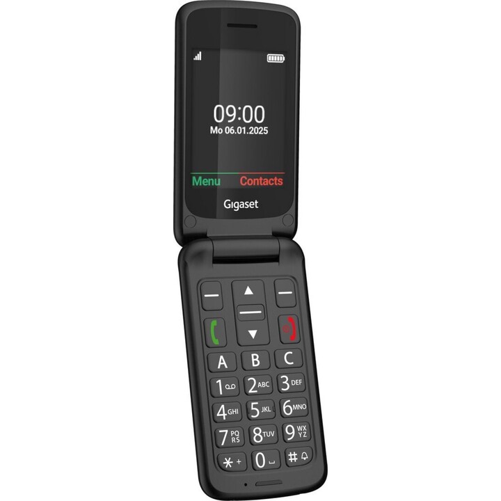 Téléphone senior Gigaset GL595, écran 7,11 cm (2,8"), poids 114 g, noir