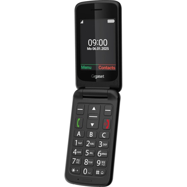 Téléphone senior Gigaset GL595, écran 7,11 cm (2,8"), poids 114 g, noir