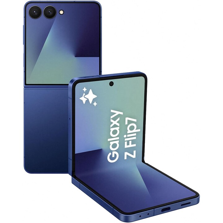Samsung Galaxy Z Flip7 5G, 12GB 256GB, AI Phone, Large Cover Screen, 50MP Camera, 4300mAh, Blue Shadow