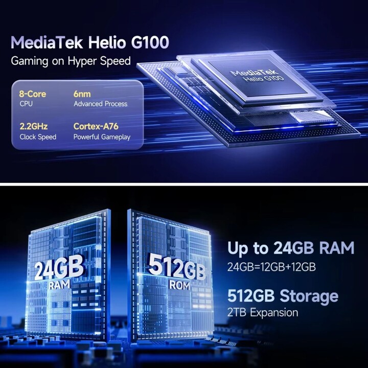 ULEFONE ARMOR 30, 12 GB+512 GB, Visão noturna, IP68/IP69K, 6,95 polegadas Android 15 Helio G100 Octa Core, NFC, OTG, Preto