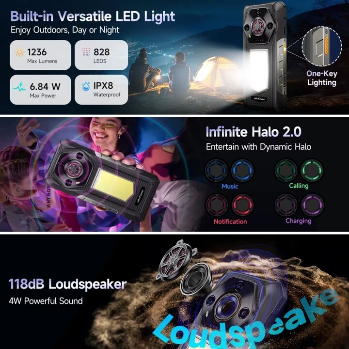 ULEFONE ARMOR 30, 12 GB+512 GB, Visão noturna, IP68/IP69K, 6,95 polegadas Android 15 Helio G100 Octa Core, NFC, OTG, Preto