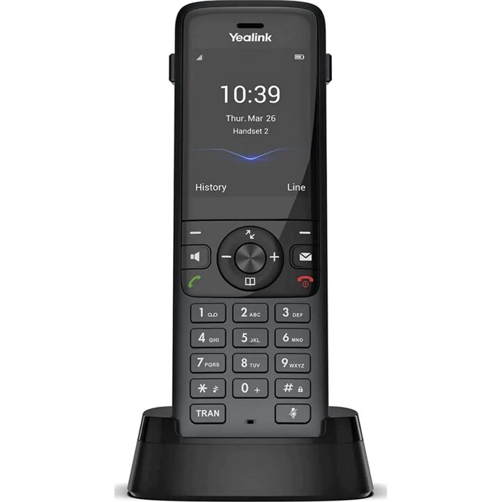 Yealink W78H, Handset Cordless DECT, 100 Telefon -Book/Directory Memory, porta auricolare, grigio