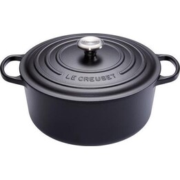 Cacerola redonda de hierro fundido esmaltado Le Creuset Signature, negra, 28 cm