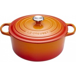 Asador Redondo Signature De Le Creuset, 26 Cm, Color Rojo Horno
