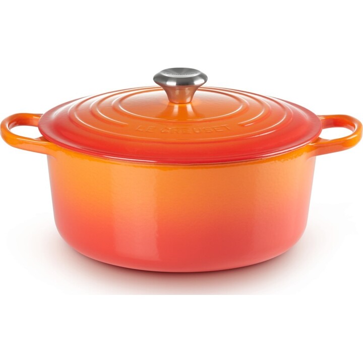 Asador Redondo Signature De Le Creuset, 26 Cm, Color Rojo Horno