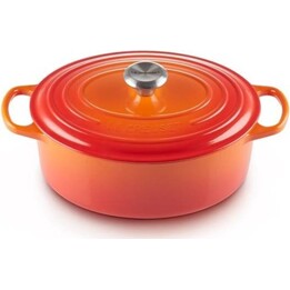 Assadeira oval em ferro fundido esmaltado Le Creuset Signature, cor laranja, 33 cm