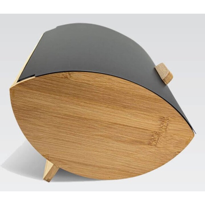 Maestro MR-1775-BLACK bread bin Other Black, Bamboo Wood, Metal
