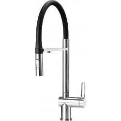 Kitchen mixer with water filter connection with flexible spout