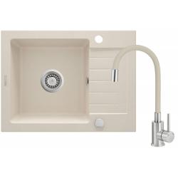 Granite sink with 1-bowl faucet with drainer