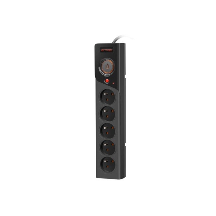ARMAC Z5 1.5M 5X 230V PL 10A POWER STRIP CABLE ORGANIZER BLACK