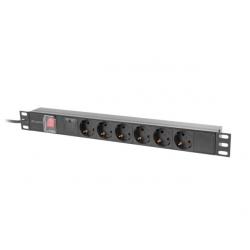 Lanberg PDU 19" LANBERG 1U 16A 2M 6X SCHUKO OUTLETS BLACK