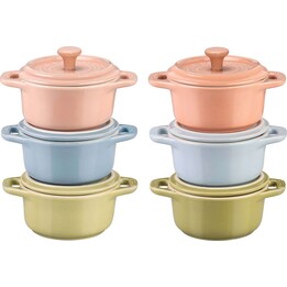 Conjunto 6x Mini Cocotte redondo 10 cm, multicolorido