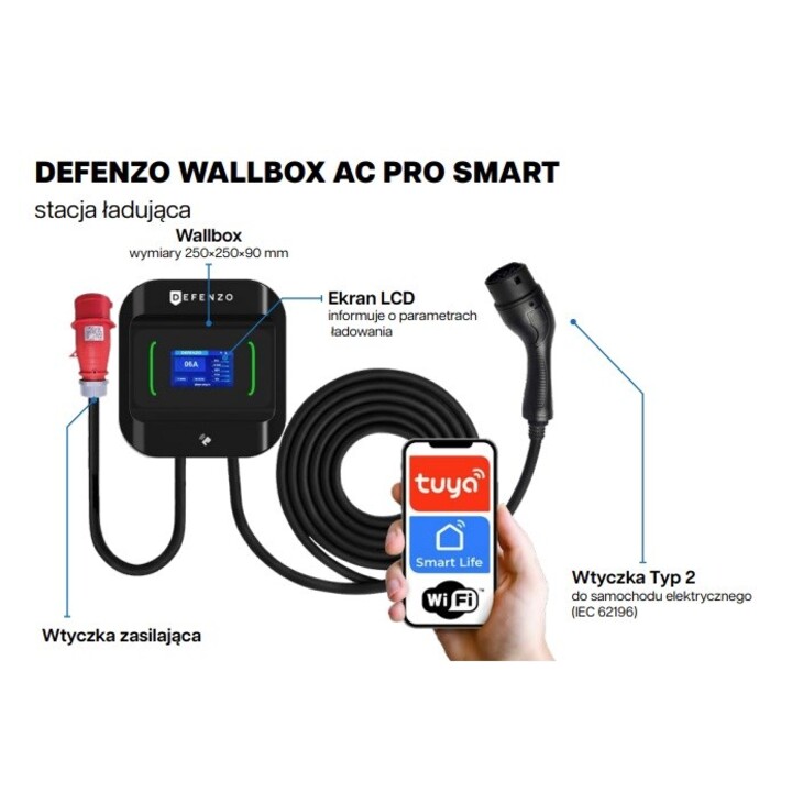 Defenzo Ladegerät für Elektroautos Wallbox Pro AC22 Smart