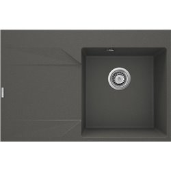 Deante Evora Fregadero de granito, 1 cubeta con escurridor - izquierda ZQJ_T11L 760 x 500 x 195 antracita metálico