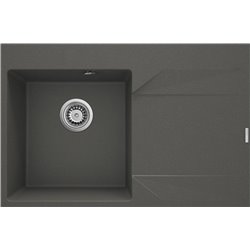 Deante Evora Fregadero de granito, 1 cubeta con escurridor - derecha ZQJ_T11P 760 x 500 x 195 antracita metálico