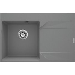 Deante Evora Lava-louça de granito, 1 cuba com escorredor - direita ZQJ_S11P 760 x 500 x 195 cinzento metálico