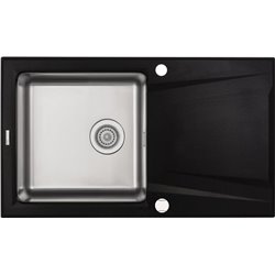 Deante Prime Fregadero de granito-acero, 1 cubeta con escurridor ZSR_G113 860 x 500 x 220 grafito metálico, acero