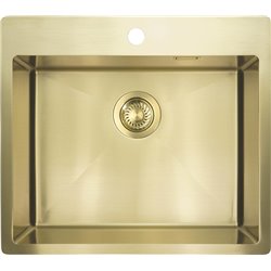 Deante Olfato Precious Lava-louça de aço, 1 cuba ZPO_R10B 550 x 505 x 200 ouro escovado