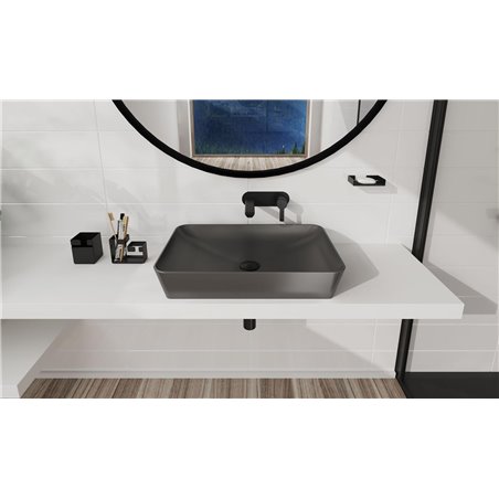 Deante Tess Keramik-Waschbecken, Aufsatz - 60x40 cm CDS_DU6S 597 x 396 x 111 x 88 Anthrazit, Titan