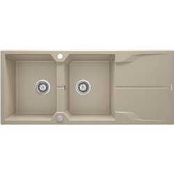 Deante Andante Fregadero de granito, 2 cubetas con escurridor ZQN_7213 1160 x 500 x 224 arena