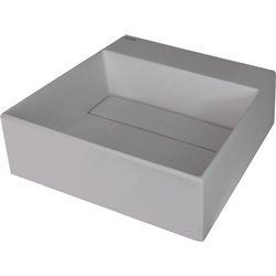 Deante Correo Granite washbasin, countertop, with tap shelf - with cover plate CQR_SU4M 400 x 400 x 130 x 120 metallic grey