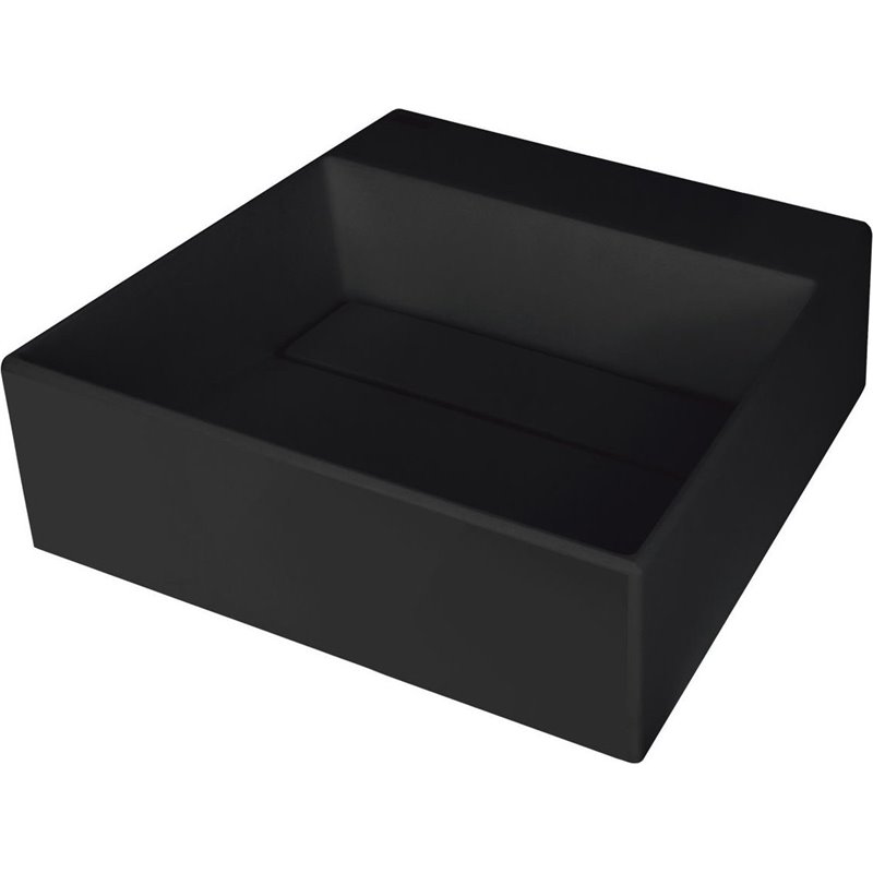 Deante Correo Lavabo de granito, de encimera, con repisa para grifo - con placa de cubierta CQR_NU4M 400 x 400 x 130 x 120 negro