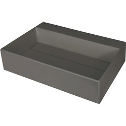 Deante Correo Lavabo en granit, à poser, avec plage de robinetterie - avec plaque de recouvrement CQR_TU6M 600 x 400 x 130 x 120