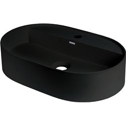 Deante Silia Lavatório de granito, de bancada, com prateleira para torneira - oval CQS_NU6B 550 x 350 x 125 x 100 preto