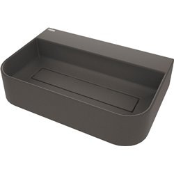 Deante Arnika Granite washbasin, countertop, with tap shelf - with cover plate CQA_TU6S anthracite metallic (approx. 60.5 x 40.5