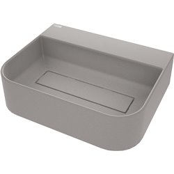Deante Arnika Lavabo de granito, de encimera, con repisa para grifo - con placa de cubierta CQA_SU5S 505 x 405 mm gris metálico