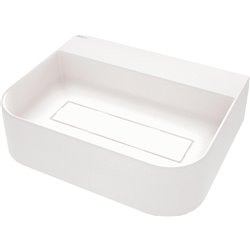 Deante Arnika Granite washbasin, countertop, with tap shelf - with cover plate CQA_AU5S alabaster (approx. 50.5 x 40.5 cm)